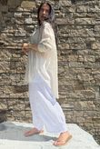 Shayle Indian Cotton Boyfriend Beach Shirt Stone